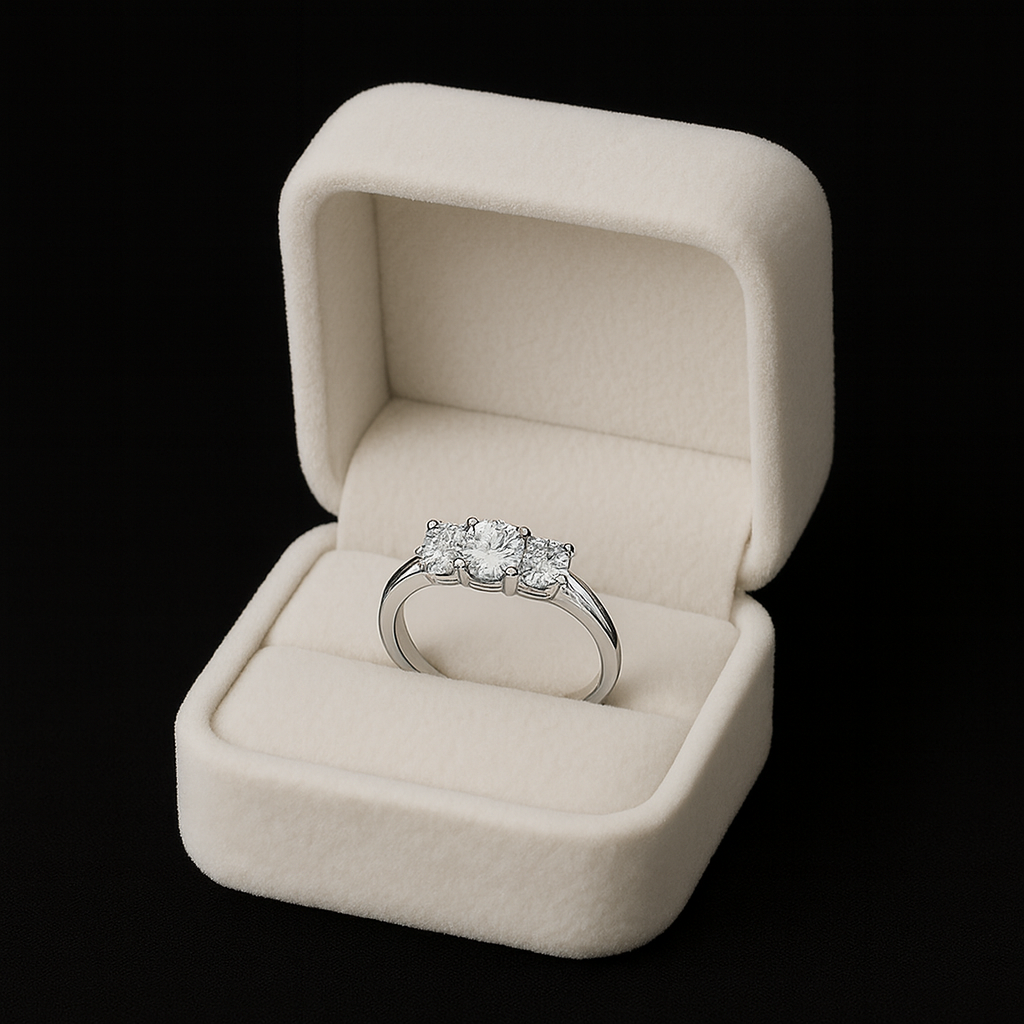 Anello Trilogy Argento 925 Moissanite