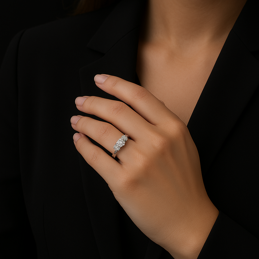 Anello Trilogy Argento 925 Moissanite
